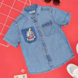 Pantaloons Baby Boys Dusk Blue Cotton Regular Fit Shirt image 1