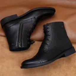 Zoom Shoes Men's Black Derby Boots image 1