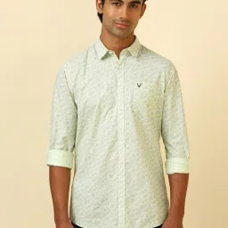 Allen Solly Green Cotton Custom Fit Printed Shirt image 1