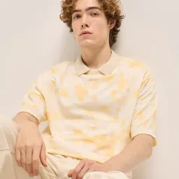 The Bear House Yellow Cotton Oversized Tie Dyed T-Shirt-picture-12