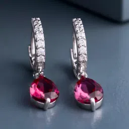 Kushal's 92.5 Silver Ruby Rhodium Polished Earrings for Women-image-61