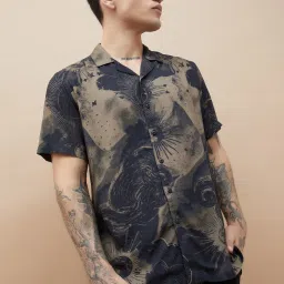 Forca By Lifestyle Brown Regular Fit Printed Shirt image 1