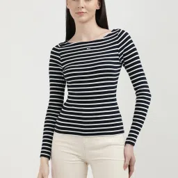 TOMMY HILFIGER Navy & White Striped T-Shirt image 1