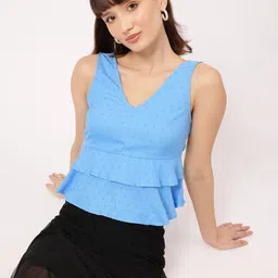 DressBerry Girlish Glimmers Dobby Ruffled A-line Top image 2