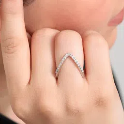 Zavya 925 Silver Tricolor Sparkle One Line CZ Vanki Rings For Unisex image 3