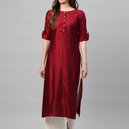 Indo Era Red Straight Kurta image 1