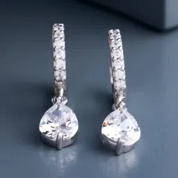 kushal's fashion jewellery Kushal's 92.5 Silver White Rhodium Polished Earrings for Women-picture-14