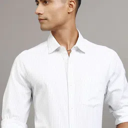 LOCOMOTIVE Premium Men Dobby Textured Striped Occasion Slim Fit Shirt-image-21