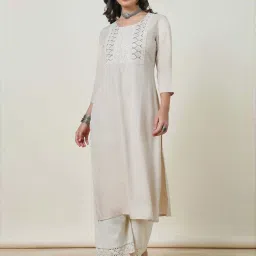 Soch Cream Embroidered Straight Kurta image 1