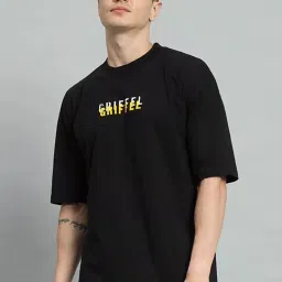 Griffel Black Cotton Loose Fit Printed T-Shirt image 1