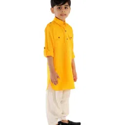 VASTRAMAY Kids Yellow Pathani Kurta Set image 3