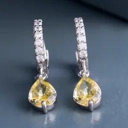kushal's fashion jewellery Kushal's 92.5 Silver Yellow Rhodium Polished Earrings for Women-picture-46