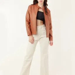 Zink London Light Brown Biker Jacket image 4
