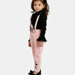 Peppermint Kids Peach & Black Striped Full Sleeves Jumpsuit image 3