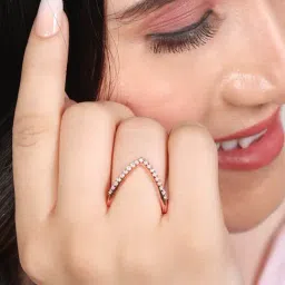 Zavya 925 Silver Tricolor Sparkle One Line CZ Vanki Rings For Unisex image 4