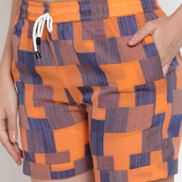 Secret Wish Orange & Blue Checks Shorts image 5