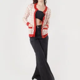 Zink London Red Check Cardigan image 4