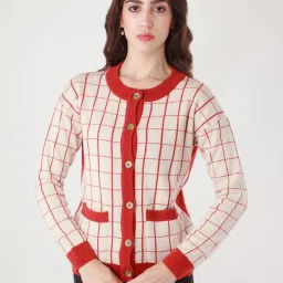 Zink London Red Check Cardigan image 1