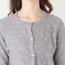 Zink London Grey Embroidered Cardigan image 5