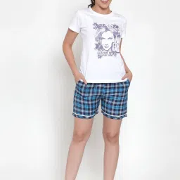 Secret Wish Blue & Black Checks Shorts image 4