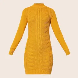 Only Yellow Cotton Bodycon Self Pattern Dress image 4