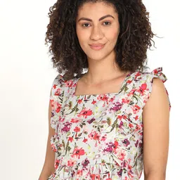 URBAN POCHE Women Floral Printed Blouson Crop Top-image-30
