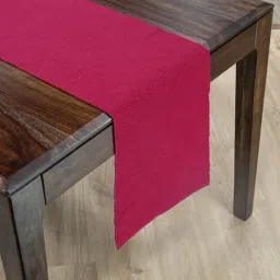Fabindia Fuchsia Cotton Woven Table Runner-image-3