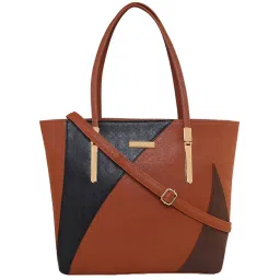 Giordano Brown & Black Color Block Large Shoulder Handbag image 1