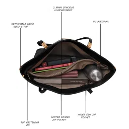 Giordano Black Solid Large Shoulder Handbag image 4