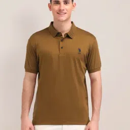 U.S. Polo Assn. Green Cotton Slim Fit Logo Printed Polo T-Shirt-picture-19