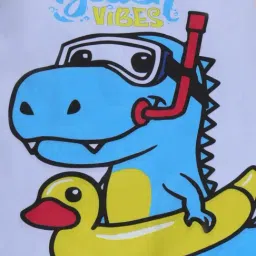 Kiddopanti Boys Teal Blue & white Printed Swimsuit image 4