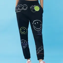 Only Black Cotton Printed Joggers image 1