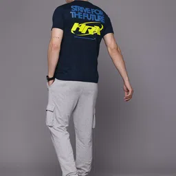 HRX by Hrithik Roshan Typography Print Indigo T-shirt image 2