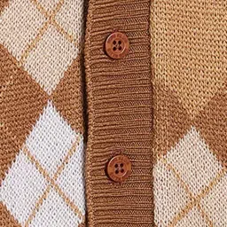 Miniklub Boys Brown Knitted Regular Fit Chequered Sweater image 4