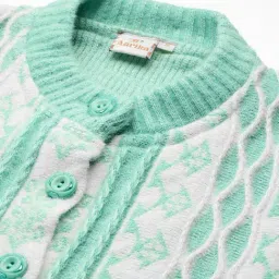 Aarika Sea Green Printed Regular Fit Cardigan image 5