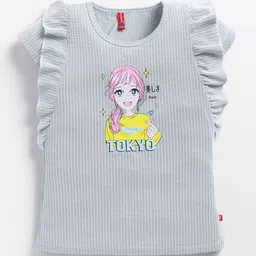 Here&Now X Game Begins Printed Ruffles Cap Sleeve Top image 2