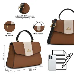 Lavie Womens Brown Nicky Colorblock Flap Sling Bag (L) image 3