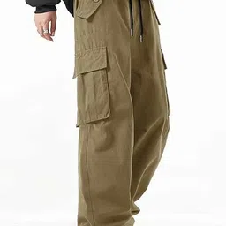 R.Code by The Roadster Life Co. Men Regular Fit High Rise Cotton Cargo Trousers image 5