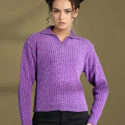 CHKOKKO Women Mock Collar Ribbed Pullover Sweater-picture-47