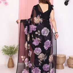 The Textile Hub Floral Printed Pure Georgette Saree image 4