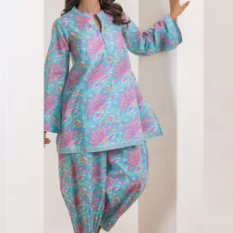 TARA-C-TARA Women Floral Printed Regular Pure Cotton Kurta with Dhoti Pants-picture-11
