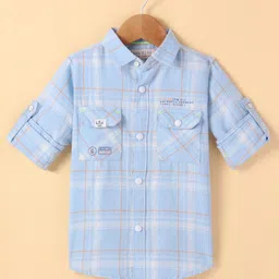 JASH KIDS Cotton Woven Full Sleeves Shirt With Checks - Light Blue-picture-25
