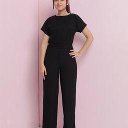 Lil Tomatoes Cotton Half Sleeves Solid Jumpsuit - Black-picture-45