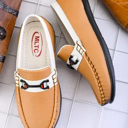 MLTC Abstract Applique Detailed Colour Blocked Slip On Loafers - Tan-picture-26