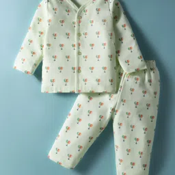 Tango Interlock Knit Full Sleeves Co-ords Night Suit with Balloon Print - Light Green-picture-37