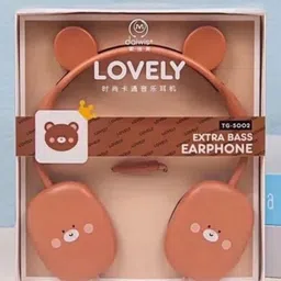 YAMAMA Kawaii Bubu Bear Animal Design Wired Headphones With Built-in Microphone For Clear And Crisp Audio Experience For Kids Adults  Headsets And Earphones  Brown image 2