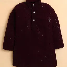 BT DEZINES Viscose Woven Full Sleeves Floral Embroidered & Sequins Embellished Kurta Pyjama Set - Wine image 3