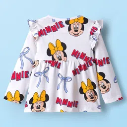 Babyhug Disney Single Jersey Knit Full Sleeves Co-ord Night Suit With Minnie Mouse Print - White image 3