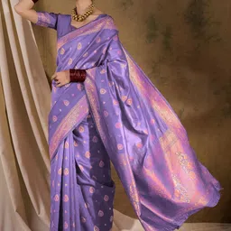 Desi Fusion Woven Design Zari Silk Handloom Saree image 2
