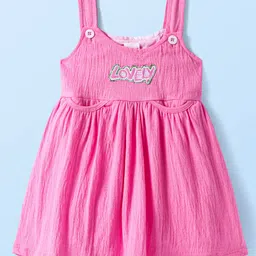 Babyhug CottonWoven Full Sleeves Floral Printed T-Shirt & Frock with Text Patch image 4